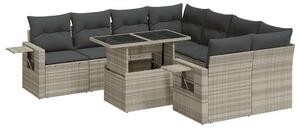 VidaXL Polyrattan Kerti Ülőgarnitúra - 9 részes - Világosszürke