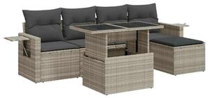 VidaXL Polyrattan Kerti Ülőgarnitúra - 6 részes - Világosszürke
