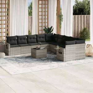 VidaXL Polyrattan Kerti Ülőgarnitúra - 11 részes - Világosszürke