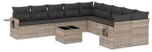 VidaXL Polyrattan Kerti Ülőgarnitúra - 11 részes - Világosszürke