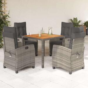 Polyrattan Kerti Étkezőgarnitúra - 5 részes - Szürke