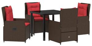 VidaXL Kert étkező szett 5 pcs Barna Poli rattan