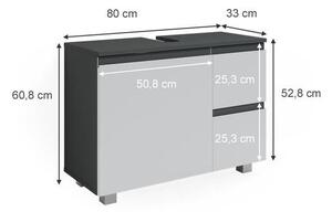 Vicco J-Shape mosdószekrény, 80 cm, antracit-fehér