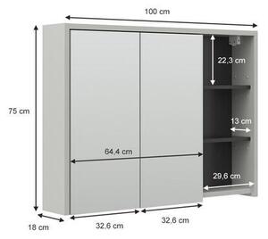Vicco Viola tükrös szekrény 100x75 cm, szürke/antracit