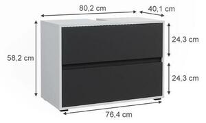 Vicco Maltin mosdószekrény, 80 cm, fehér / antracit