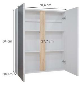 Vicco Gloria tükrös szekrény, 70 cm, fehér