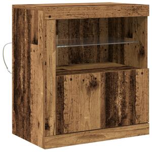 VidaXL LED világítással ellátott oldalszekrény, öreg fa 60,5x37x67 cm