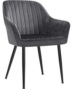 SONGMICS bársony kárpitozott nappali szék karfával, teherbírása 110 kg, 63x60x85 cm, szürke
