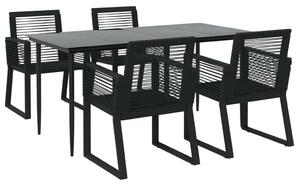 VidaXL 5 részes fekete PVC rattan kerti étkezőgarnitúra