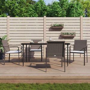 VidaXL 5-részes polyrattan és acél kerti étkezőgarnitúra párnával