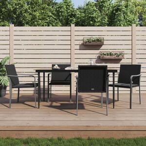 VidaXL 5-részes polyrattan és acél kerti étkezőgarnitúra párnával