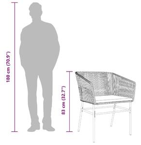 VidaXL 5 részes fekete polyrattan üveg kerti étkezőgarnitúra párnákkal