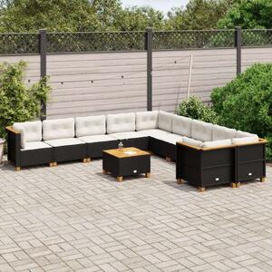 VidaXL Polyrattan Kerti Ülőgarnitúra - 11 részes - Fekete