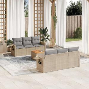 VidaXL Polyrattan Kerti Ülőgarnitúra - 7 részes, Bézs