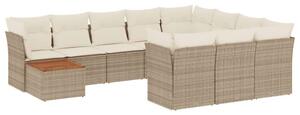 VidaXL 11 részes bézs polyrattan kerti ülőgarnitúra párnákkal
