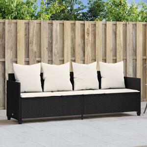 VidaXL fekete polyrattan napozóágy párnával