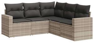 VidaXL Polyrattan Kerti Ülőgarnitúra - 5 részes - Világosszürke