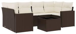 VidaXL 7 részes barna polyrattan kerti ülőgarnitúra párnákkal