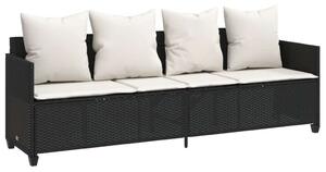VidaXL fekete polyrattan napozóágy párnával