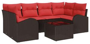 VidaXL Kerti Kanapé Szett tárolóval 7 pcs Beige és Piros polirattan