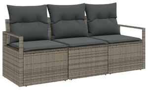 3 Darabos Kerti Kanapé Szett Párnákkal Szürke Polyrattan