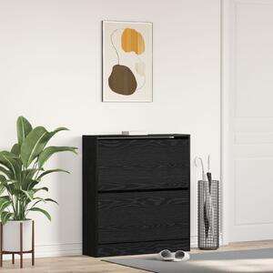 VidaXL Cipőszekrény Fekete tölgy Szerelt fa 80 x 21 x 87.5 cm Cipőtartó