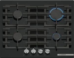 Bosch Serie 6, Gáz főzőlap, 60 cm, Edzett üveg, Fekete, PPP6A6I40
