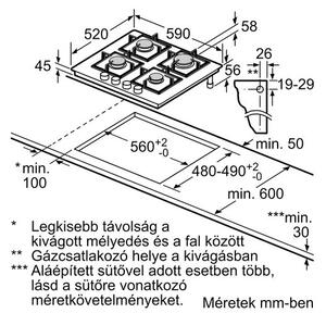 Bosch Serie 6 PPH6A6I10 főzőlap Fekete Beépített 60 cm Gáz 4 zóna