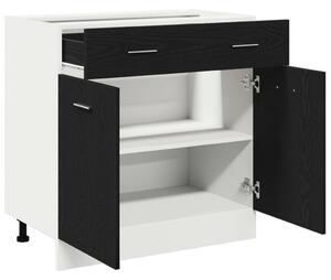 VidaXL Konyhai szekrény Fekete tölgy Szerelt fa 80 x 46 x 81.5 cm