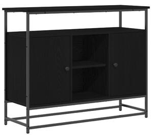 VidaXL Fekete tölgy oldalszekrény 100x35x80 cm Műszaki fa és Acél