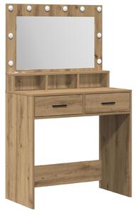 VidaXL Sminktükör LED Fényekkel, Kézműves Tölgy, 79x41x135 cm