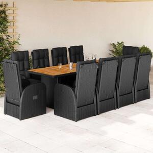 VidaXL 11 Fős Kerti Étkezőgarnitúra - Fekete Polyrattan
