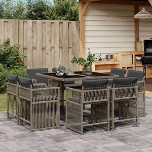 VidaXL Polyrattan Kerti Étkezőgarnitúra - 9 részes - Szürke