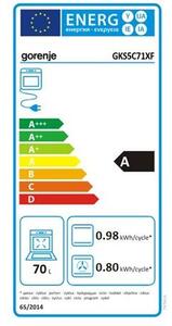 Gorenje GKS5C71XF Kombinált tűzhely, 70L, 4 főzőzóna, AquaClean, A energiaosztály