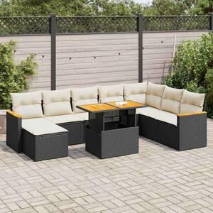 VidaXL Polyrattan Kerti Ülőgarnitúra - 9 részes - Fekete