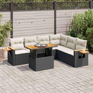 VidaXL Polyrattan Kerti Ülőgarnitúra - 6 részes - Fekete
