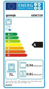 Gorenje GKS6C71XF Kombinált tűzhely, 71L, 4 főzőzóna, FrozenBake, A energiaosztály