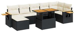 VidaXL Polyrattan Kerti Ülőgarnitúra - 8 részes - Fekete