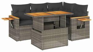 VidaXL Polyrattan Kerti Ülőgarnitúra - 4 részes, Szürke