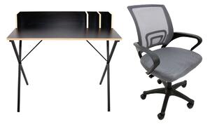 Állvány íróasztal Luna Black + szék Argo Gray