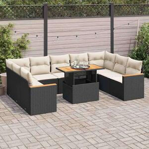 VidaXL Polyrattan Kerti Ülőgarnitúra - 10 részes - Fekete