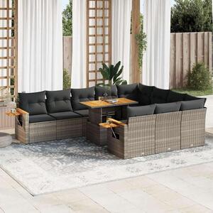 VidaXL Polyrattan Kerti Ülőgarnitúra - 10 részes - Szürke