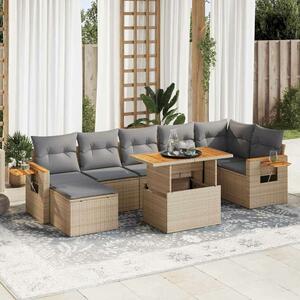 VidaXL Polyrattan Kerti Ülőgarnitúra - 8 részes - Bézs
