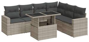 VidaXL Polyrattan Kerti Ülőgarnitúra - 7 részes, Világosszürke