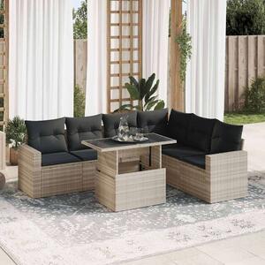 VidaXL Polyrattan Kerti Ülőgarnitúra - 7 részes, Világosszürke