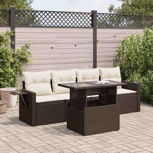 VidaXL 5 részes barna polyrattan kerti ülőgarnitúra