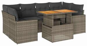 VidaXL Polyrattan Kerti Ülőgarnitúra - 7 részes - Szürke