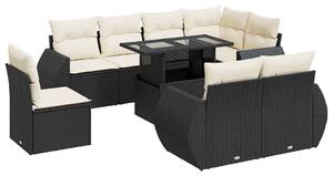 VidaXL Polyrattan Kerti Ülőgarnitúra - 9 részes - Fekete