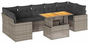 VidaXL Polyrattan Kerti Ülőgarnitúra - 8 részes - Szürke