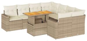 VidaXL Polyrattan Kerti Ülőgarnitúra - 9 részes - Bézs
